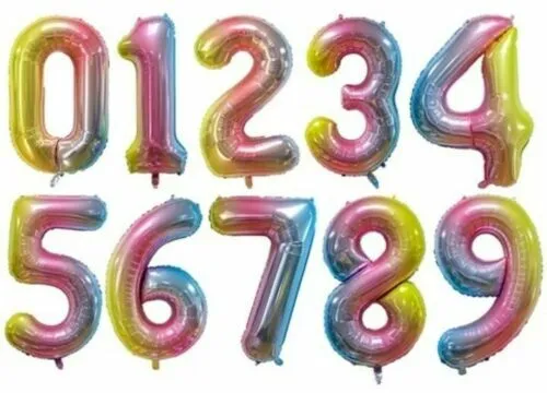 16"/40" Rainbow Number Age Helium Balloons Foil Jumbo Giant Birthday Party Decor