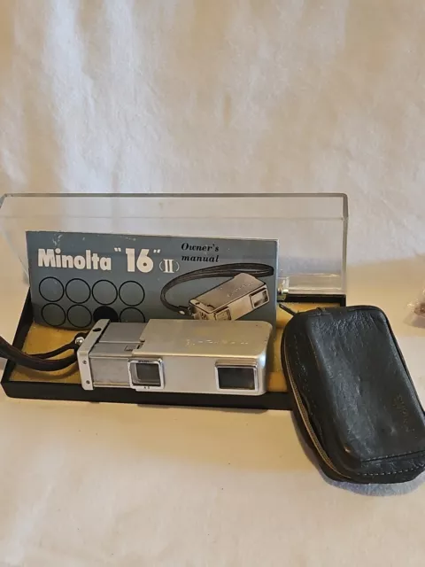 Vintage Spy Camera. Minolta 16 Spy Camera Subminiature 1960's Japan with Case