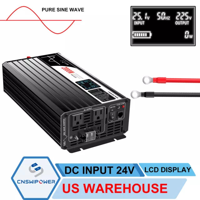 2000w pure sine wave power inverter 24v dc to 240v ac generator