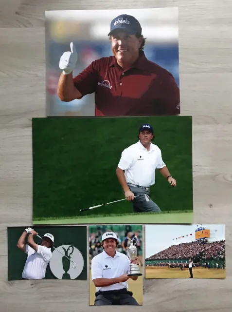 PHIL MICKELSON - THE OPEN GOLF CHAMPION - MUIRFIELD 2013 - 5 x UNSIGNED PHOTOS