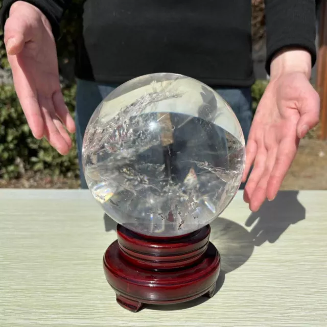 8.6LB 5.5" Natural Clear Quartz Sphere Quartz Crystal Ball Healing Energy Gift