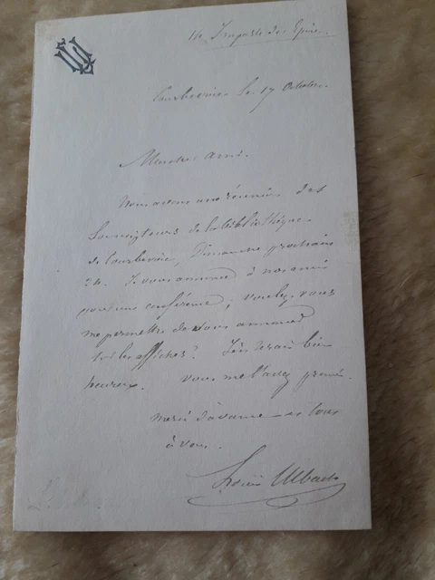 LETTRE MANUSCRITE AUTHENTIQUE De Louis Ulbach Dit Ferrague, Journaliste
