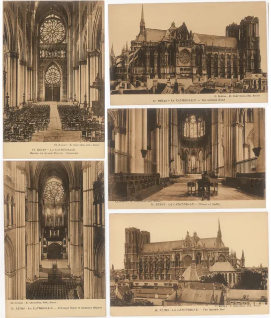 5 Cpa Cathedrale De Reims - Exterieur, Interieur