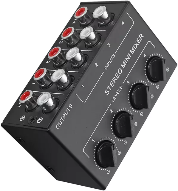 LiNKFOR 4 Channel Stereo Audio Mixer CX400 Metal Shell Support RCA Input and