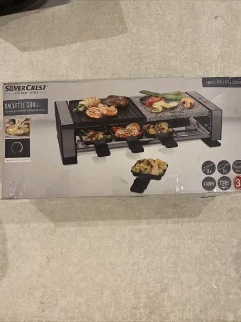 SILVERCREST 1400W RACLETTE Grill with Stone grill and double sided