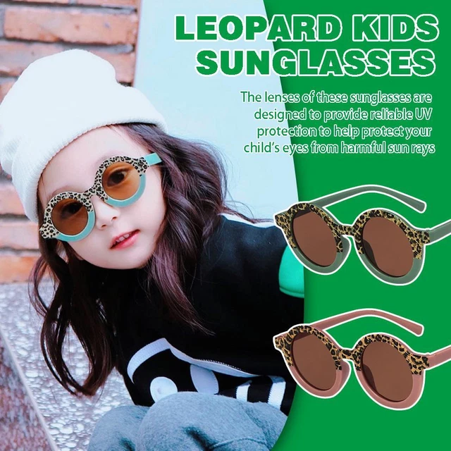 Round Circle Cute Leopard Color Kids Girl Boy Baby Children Toddler Sunglasses ^
