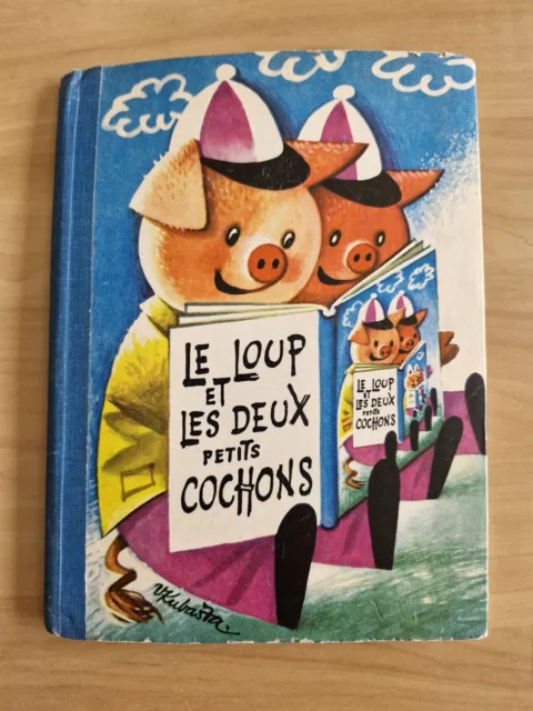 Livre Animé Pop-up Le loup et les 2 petits cochons KUBASTA 1967 TBE Artia Prague