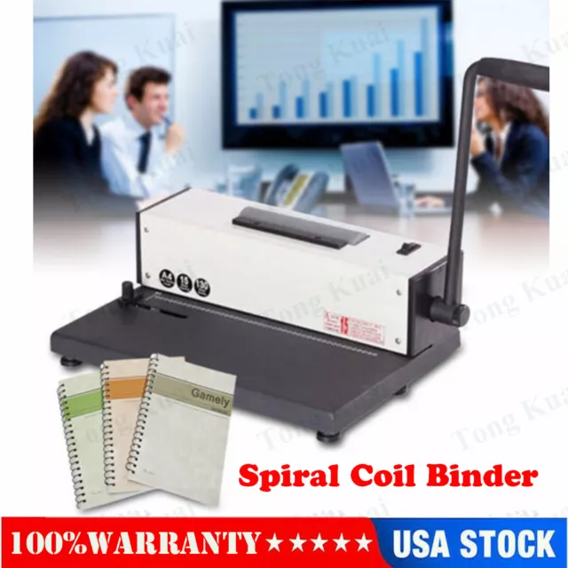 Spiral Coil Binding Machine Electric Based Books Paper Spiral Coil Binder~ US