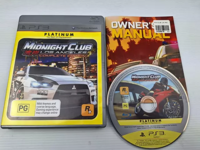 Midnight Club Los Angeles Platinum PS3 PlayStation 3 Game Complete Manual PAL