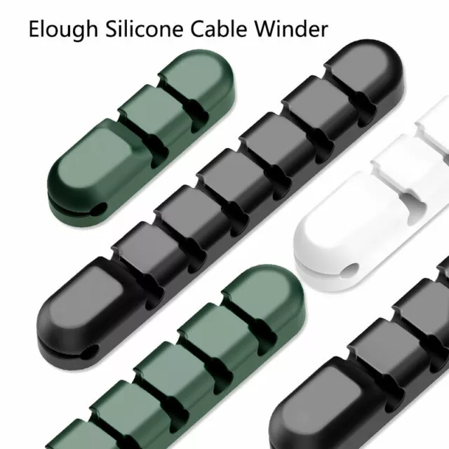 Silicone Cable Clips Organizer Holder Desk Cable Winder Cord Management BF F6