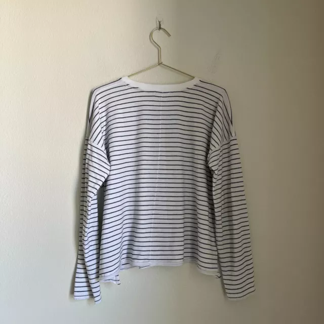 rag & bone/JEAN Women's Cotton Stripe Long Sleeve Tee in White Size LARGE 3