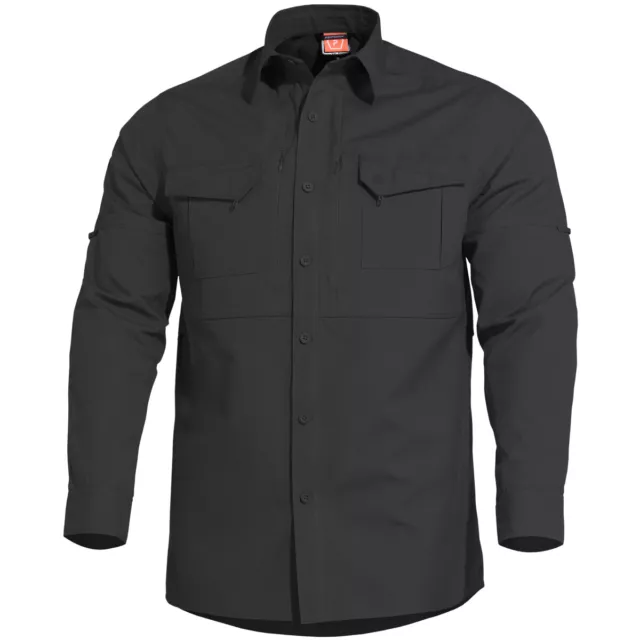 Pentagon Plato Táctico Camisa Hombre Manga Larga Militar Combate Airsoft Negro