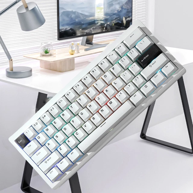 WIRELESS MECHANICAL KEYPAD RGB Backlit PC Keyboard Hot-swappable for PC ...