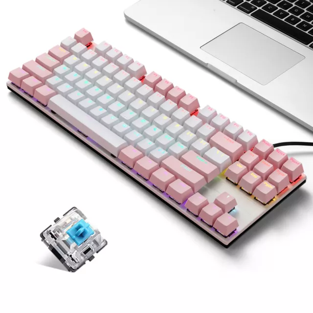 iBlancod K87 87 Keys Wired Mechanical Keyboard Metal Panel Two-color C6W9