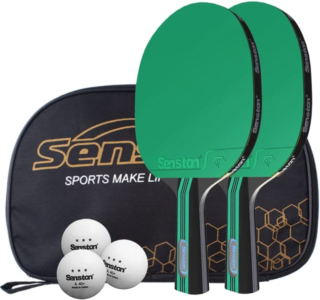 Senston Table Tennis Bats 2 Player Set, Ping Pong Paddle Set with Racket Case
