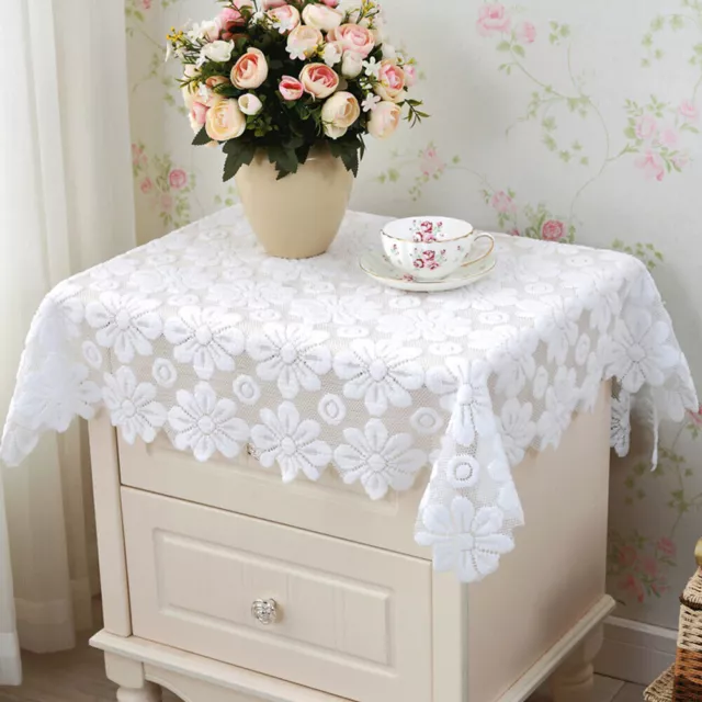 White Vintage Embroidered Lace Tablecloth Floral Dining Table Cloth Wedding