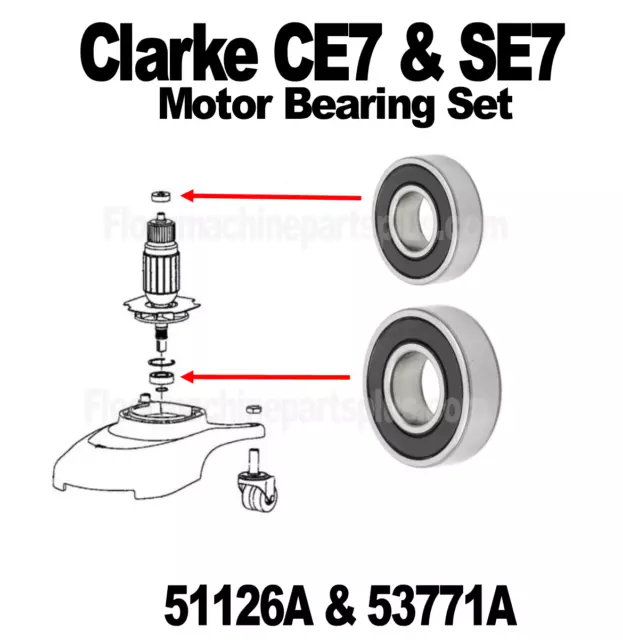 Clarke CE7 & SE7 Motor Bearing Set 51126A & 53771A