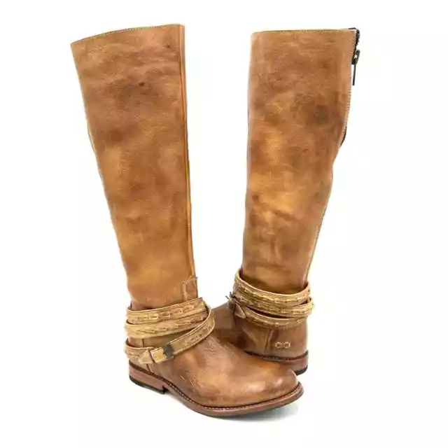 BED STU WOMENS Manchester Distressed Leather Tan Rustic boots sz