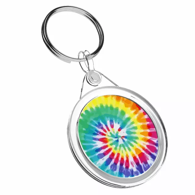 1 x Retro Tie Dye Swirl Rainbow - Keyring IR02 Mum Dad Birthday Cool Gift #13176