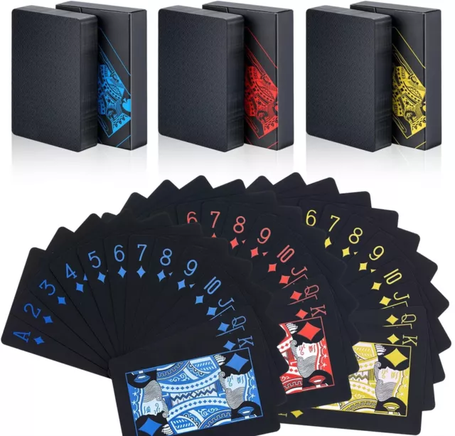 ✅3 Schwarze Spielkarten✅ Pokerkarten laminierte Plastikspielkarten Zauberkarten✅