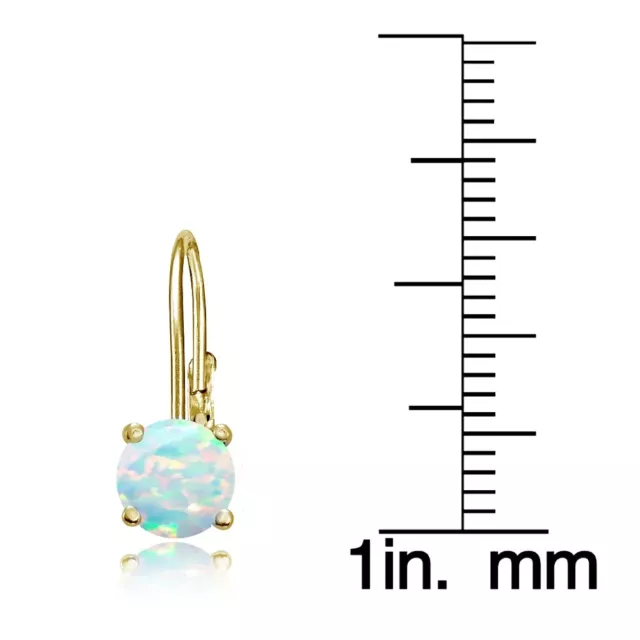 YELLOW GOLD FLASHED Sterling Silver Created Opal 6mm Round Leverback ...