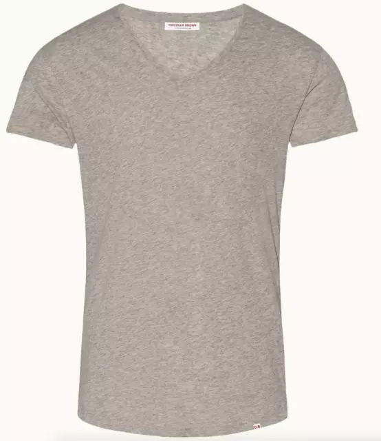 ORLEBAR BROWN OB-V - Mid Grey Melange Tailored Fit V-neck T-Shirt - XL - BNWT