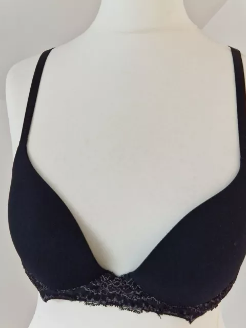 34A Calvin Klein Ladies Underwired Moulded Cup Black Pushup Bra