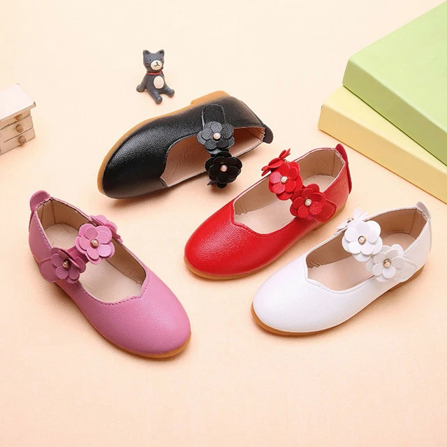 Toddler Infant Kids Girls Flower Crystal Princess Party Leather Dance Shoes UK