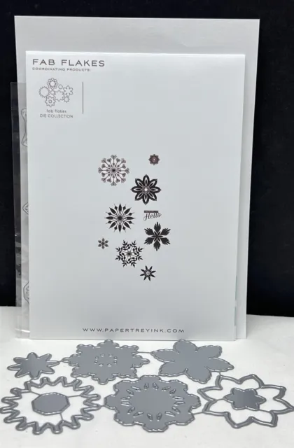 Papertrey Ink FAB FLAKES Snowflakes Christmas Holiday Rubber Stamps Dies Set