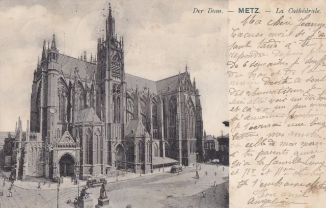 Carte postale ancienne postcard MOSELLE METZ cathédrale timbrée Reich 1903