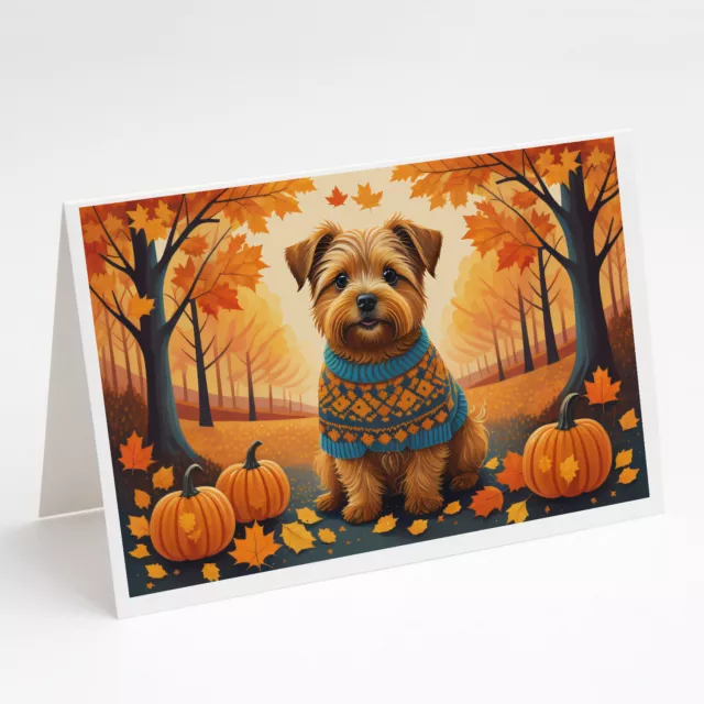 Norfolk Terrier Fall Greeting Cards and Envelopes Pack of 8 DAC1060GCA7P