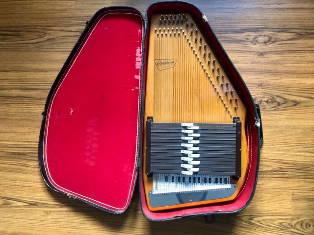 Vintage Oscar Schmidt Autoharp mit Koffer Mid Century Holz