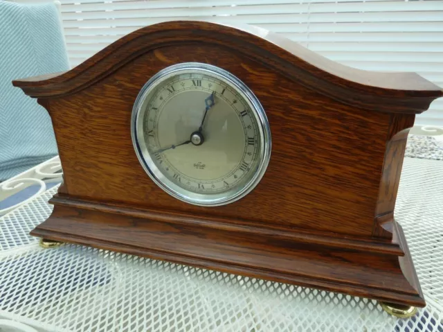 Mantel clock Elliott of London 8 day Time piece  in polished  Oak fully working