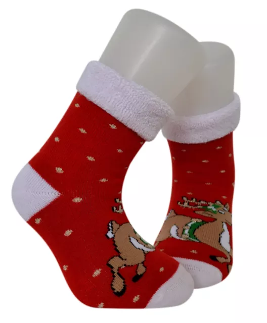 Christmas socks kids toddler soft terry thermal 90% Cotton Age 1 to 12 years