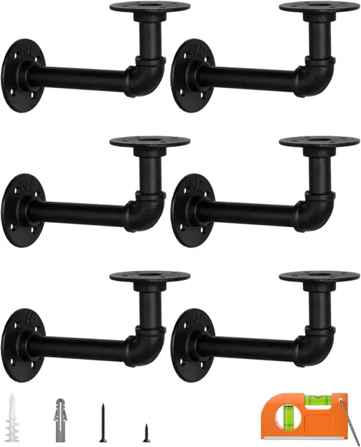 Pipe Shelf Brackets for DIY 8 10 12 14 Inch Floating Shelves, Industrial Iron