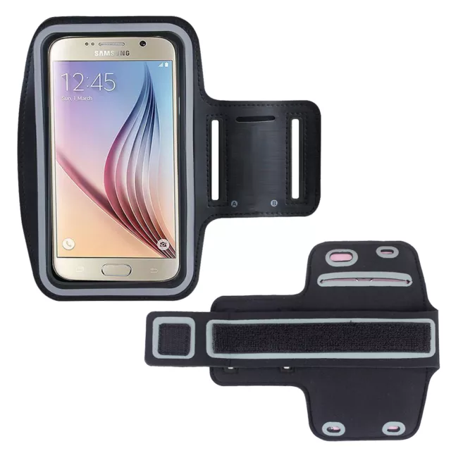 Laufende hochwertige verstellbare Neopren-Armband-Krawatte Samsung Galaxy S6 schwarz 2