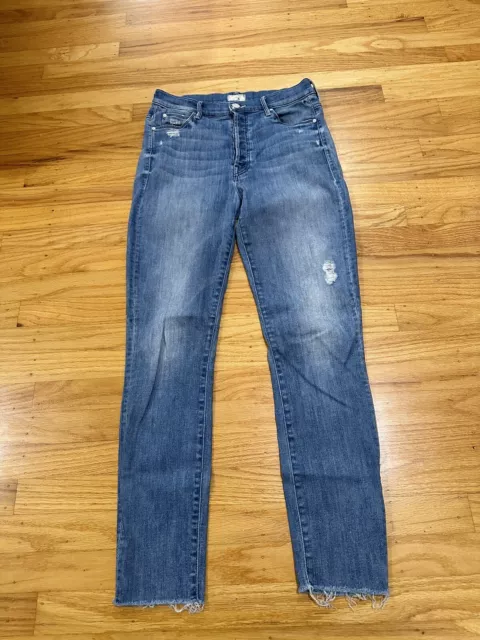 Mother Stunner Zip Ankle Step Fray Jeans Size 27 In Rolling In The Bushes