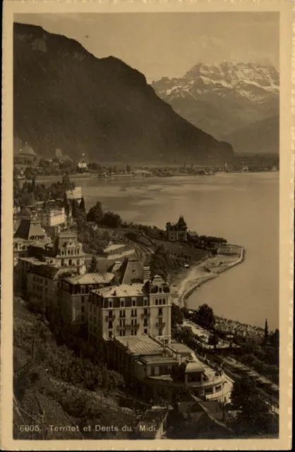 Territet Schweiz Suisse alte Postkarte ~1920/30 Teilansicht et Dents du Midi See