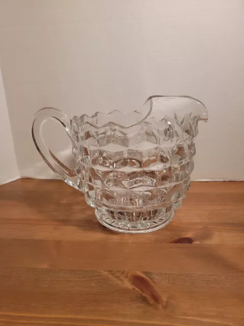 Vintage Fostoria American Glass Water Pitcher Ice Lip Footed 6 1/2"