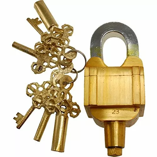 Brass 6 Key Square Trick Puzzle Padlock - (3 Keys x 2)