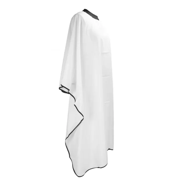 (Bianco) Cappotto per taglio di capelli regolazione stilista abito mantello parrucchiere grembiule liscio GSA