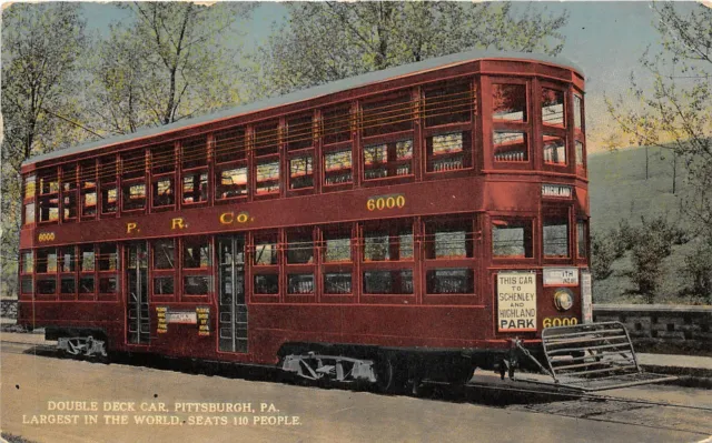 H85/ Pittsburgh Pennsylvania Postcard c1910 Double Deck Trolley PR CO 191