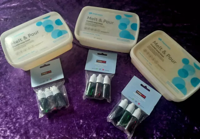Base de jabón de cristal de fusión y vertido Stephenson 1 kg con colores de jabón gratis