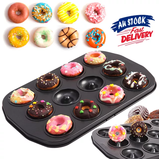 12 Cups Donut Mould Mini Baking Doughnut Pan Dough Tray Maker Cake Cute