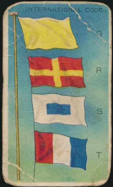 1910-11 ATC Flags of all Nations Tobacco T59 Recruit Signal Flag Int Code QRST(b