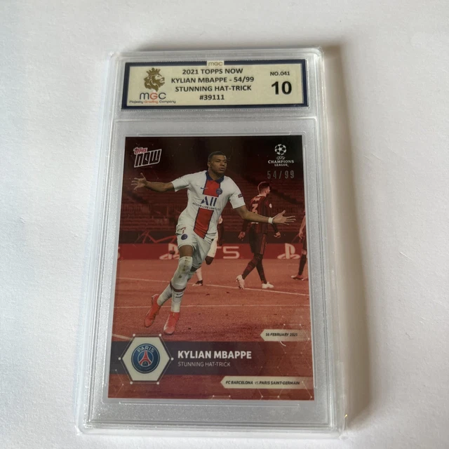 PSA MGC 10 Topps Now Kylian Mbappe Parallel 54/99 Stunning Hat-Trick PSG