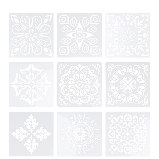 UNICRAFTALE Stencil in Metallo Ritagli Quadrati e Rettangolari per Diario in Acciaio Inossidabile Modello Geometrico per Pittura e Fai Da Te Scrapbooking