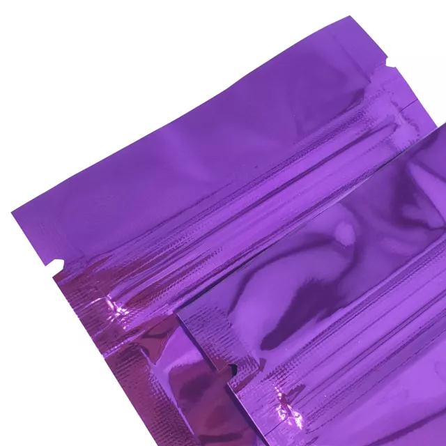 Purple Silver Clear Front Mylar Zip Seal Pouch for Hard Candy Products-2.5x3.5" 3