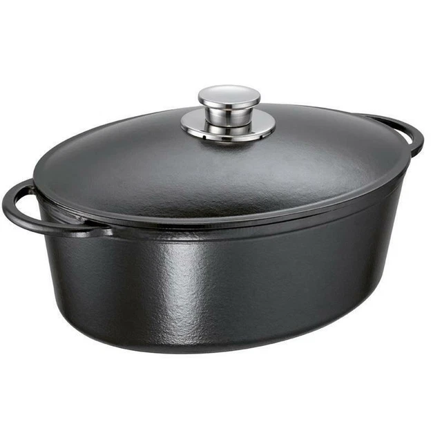Schulte-Ufer Rustika Bräter oval schwarz 34 Induktion Gusseisen emailliert