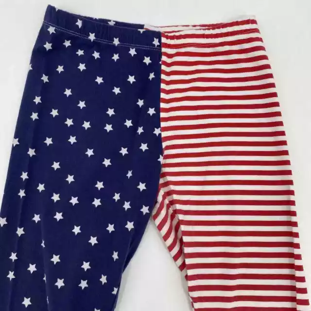 Circo Girls American Flag Print Cropped Leggings Elastic Waist Red Blue L 10/12 2